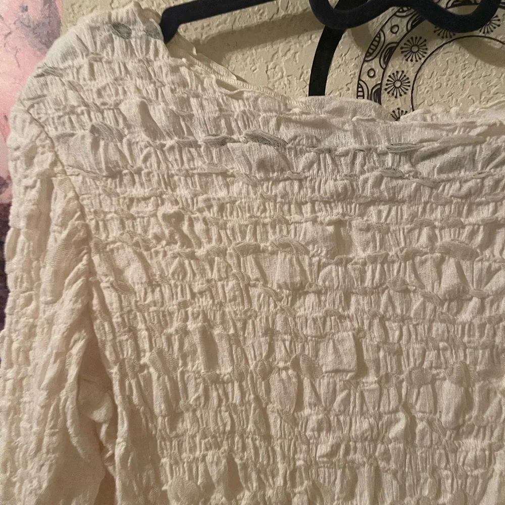 Tribal Womens white textured top size Large pre-owned